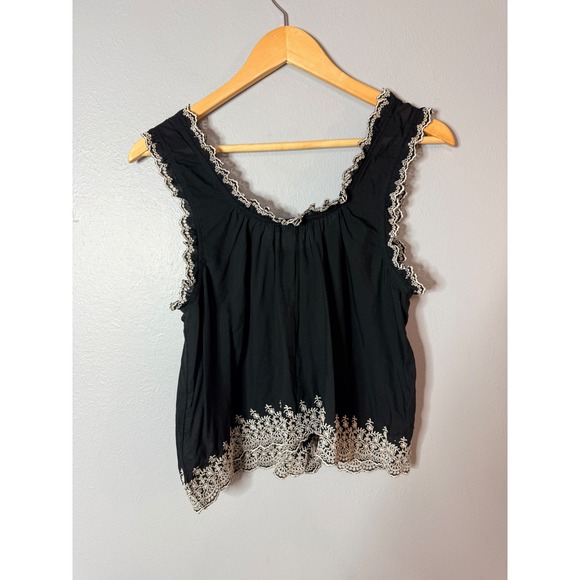 Madewell Embroidered Scalloped Tank Jet black Small NWT - Picture 7 of 8